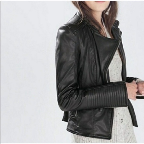 zara faux leather biker jacket